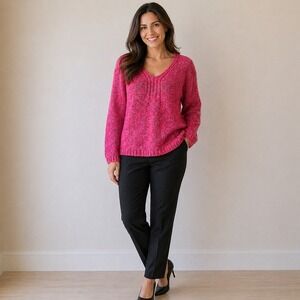 Venezia Jeans- Pink V-Neck Sweater Knit Pullover Size 14/16